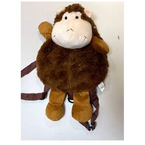 Kids monkey soft plush backpack with detachable leash